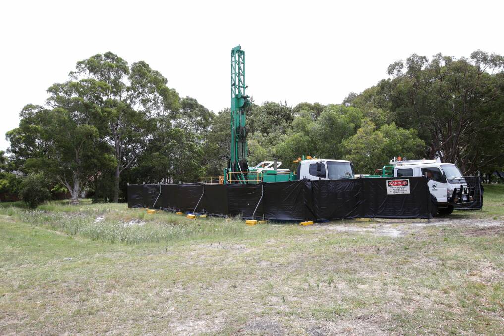 A Roads and Maritime Services crew conducting drilling as part of the exploratory work into SouthConnex - previously known as the F6 extension. Picture: Jane Dyson