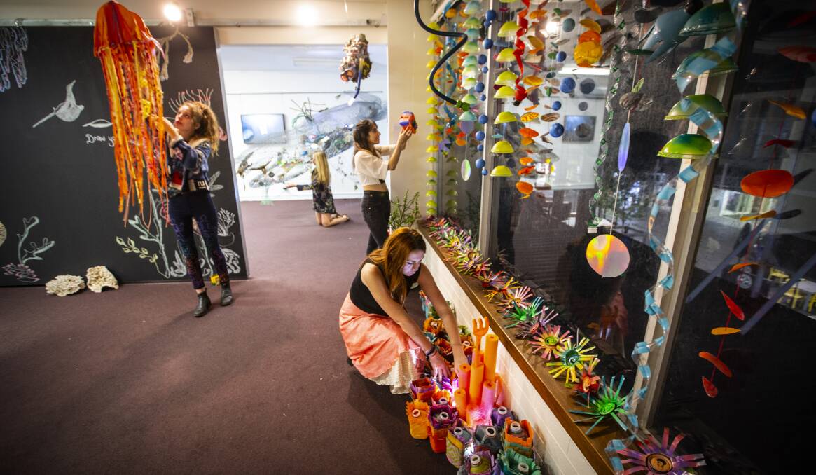 The gallery was transformed with art installations to raise awareness how plastic impacts marine life. Picture: Paul Jones