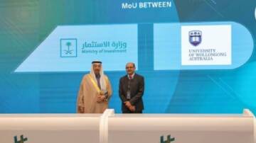 A Memorandum of Understanding is signed between the Saudi Ministry of Investment and UOW in Riyadh. Picture: Arab News.