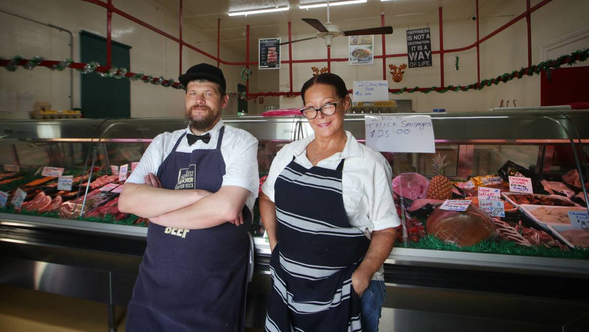 Jonathon-Ross Beecham and Maureen Dwyer at the recently opened Herb & Cooke butcher. Pictures by Sylvia Liber