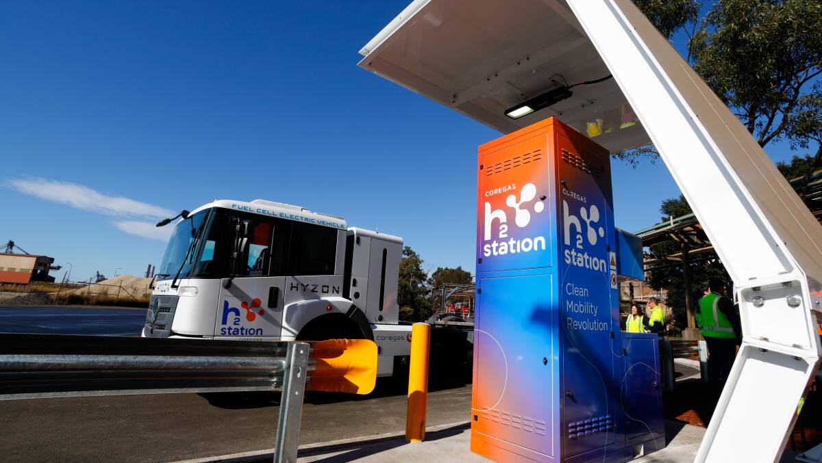The Illawarra has many of the ingredients for a hydrogen industry, including a commercial refuelling station in Port Kembla (pictured), but has yet to attract a major producer. Picture by Anna Warr