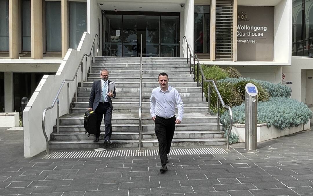 Kieran Davis leaves Wollongong courthouse on Wednesday.