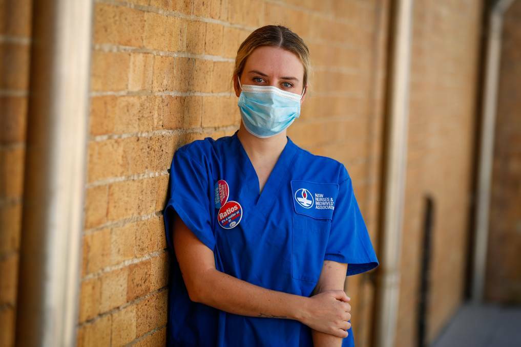 Rally: Secretary of the NSWNMA Wollongong Hospital branch, Genevieve Stone, said 94 per cent of members voted to strike next Thursday. Picture: Adam McLean.