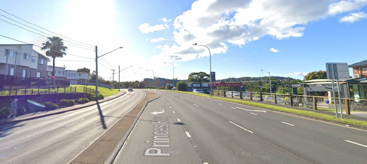 Josh Neal was riding on a Princes Hwy, Figtree pathway when he was stopped by police last week. Picture from Google Maps.