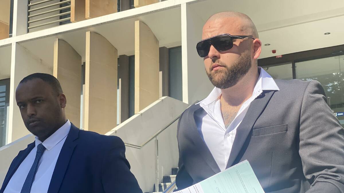 Daniel Bojlevski leaving Wollongong courthouse alongside his lawyer Ahmed Ibrahim on August 10. Picture by Grace Crivellaro