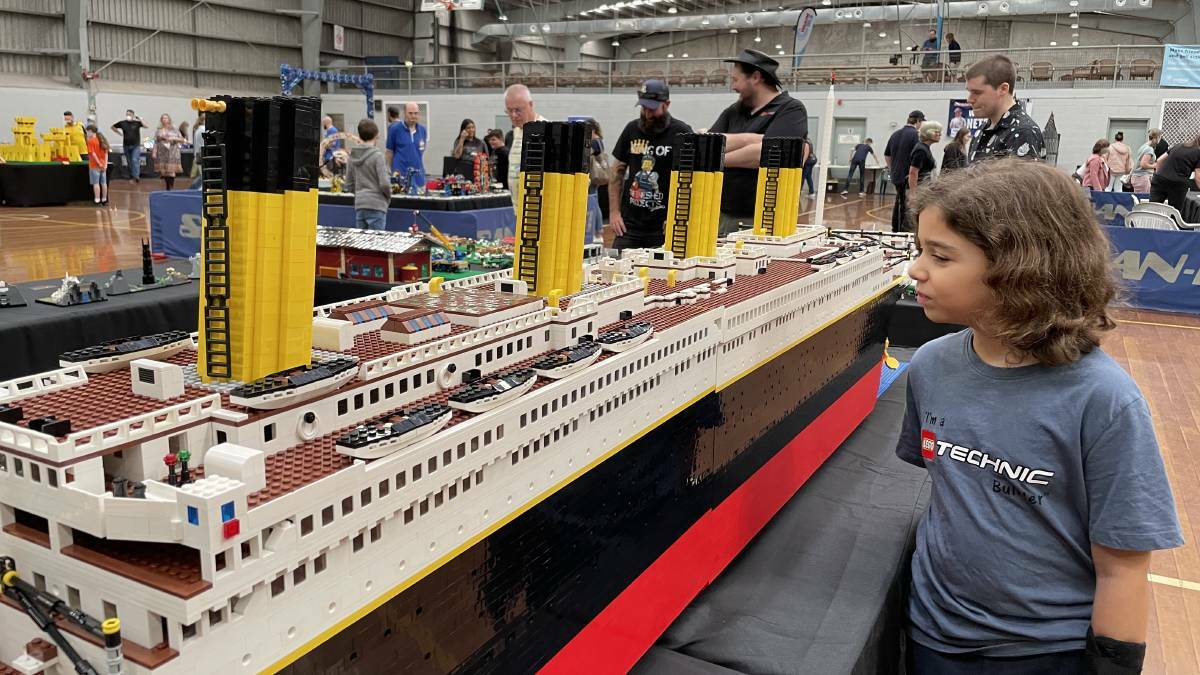 A child views a model of the Titanic made from LEGO at last year's show. Picture: Supplied