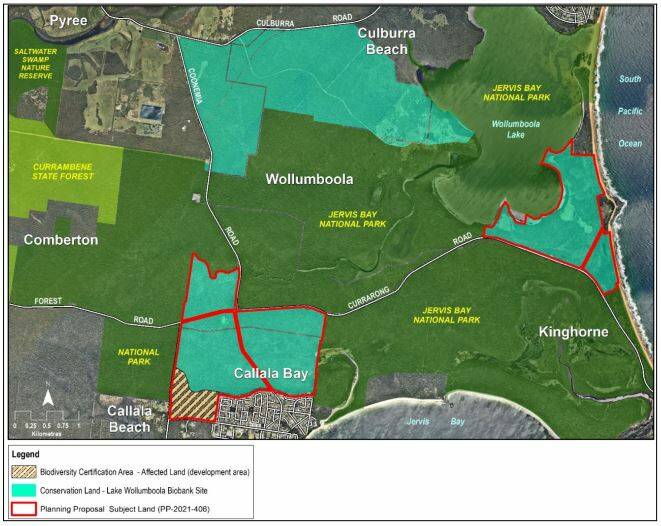 Map of the proposed development and biobank area, in relation to Callala Bay and surrounds. Picture supplied.