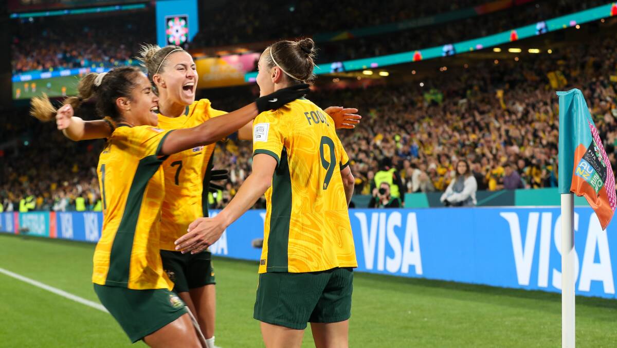 Catilin Foord, Mary Fowler and Steph Catley - pictured here during the Matildas win against Denmark at the World Cup - all began their English Women's Super League campaigns last weekend. Picture by Adam McLean