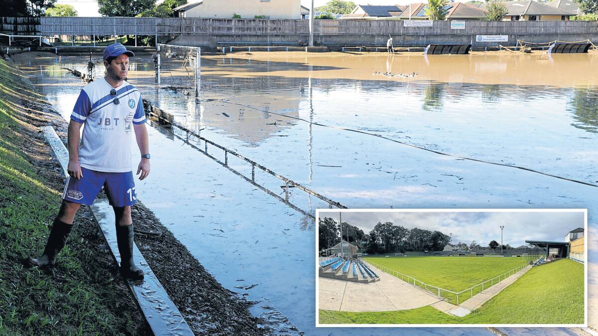 In April, Bulli FC's home ground Balls Paddock was a swimming pool. Now they're set to host football games at the venue again. Main picture by Sylvia Liber