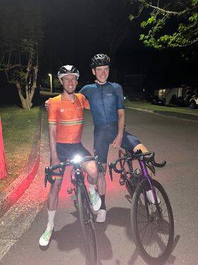 Josh Berry and Luke Britten after they completed the 100 laps of Ramah Avenue in Mount Pleasant on September 30, 2023. Picture supplied