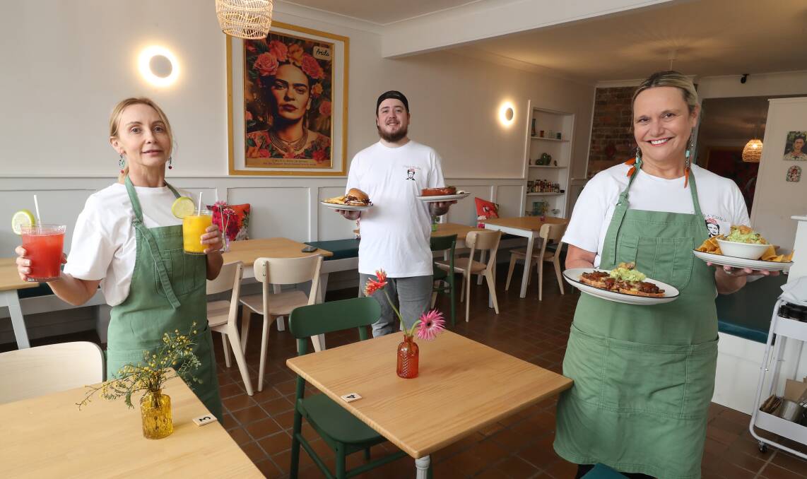 Kirsten Kerr, far left, Daniel Gough and Deb Russell at Frida's Cantina. Picture by Robert Peet