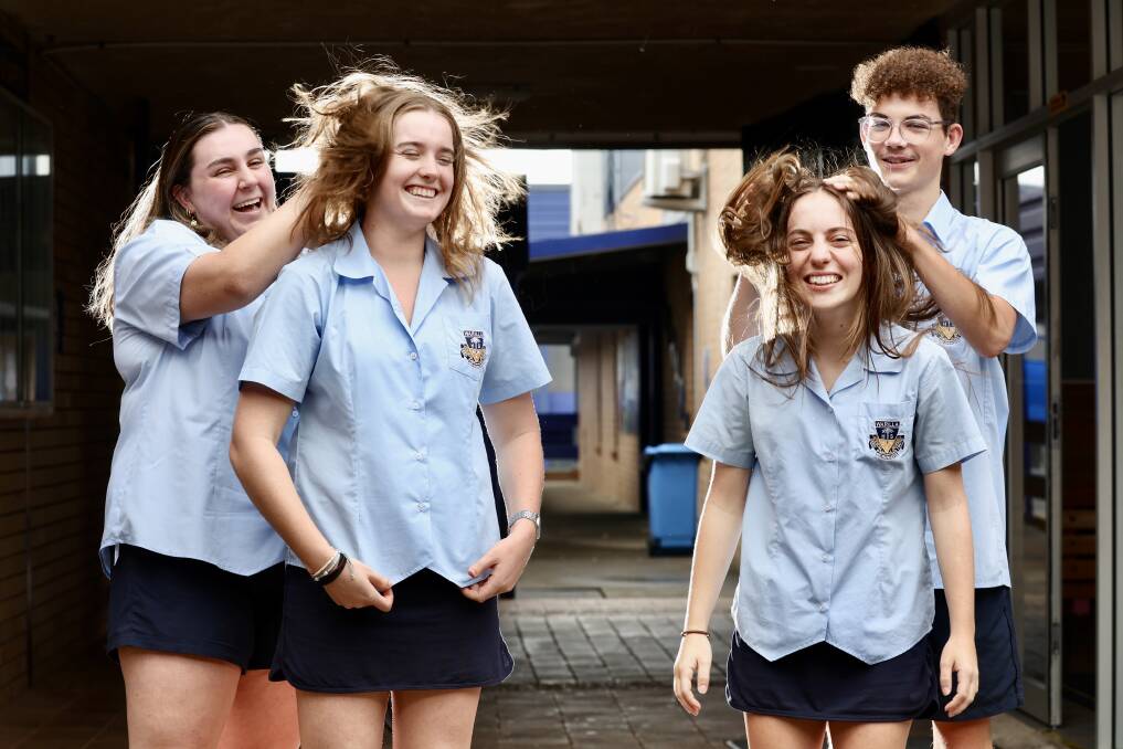 (L-R) Lara Pero, Bailey Campbell, Abby Posadas and Harrison Ditton, the school's captains and vice-captains will be shaving their heads for the World's Greatest Shave. Picture by Adam McLean