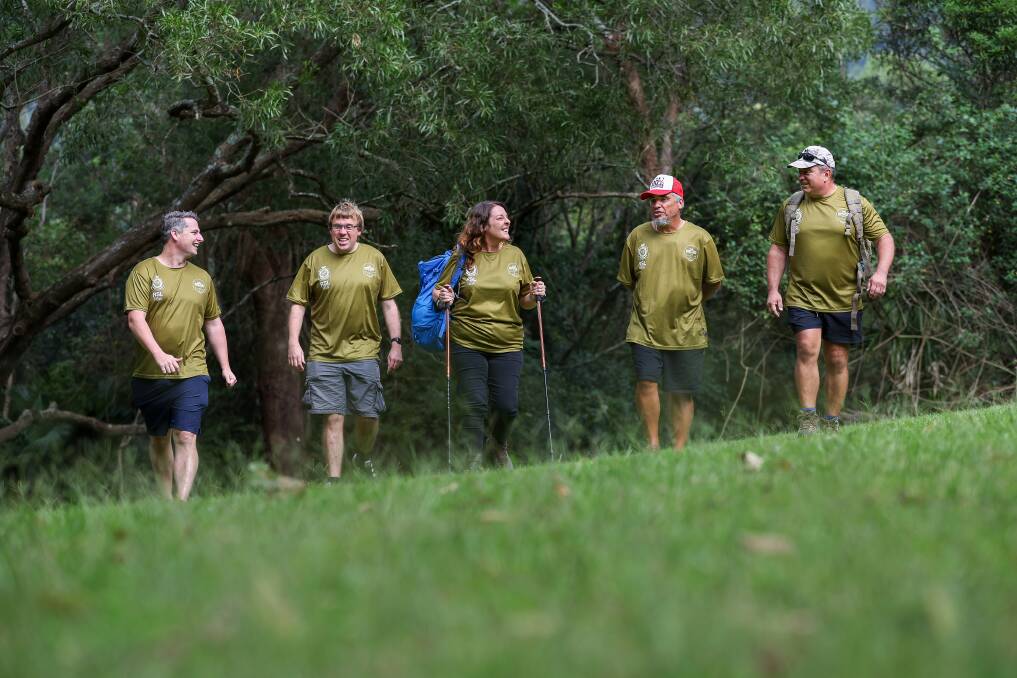 Pictured from left are Lachlan Stevens, Mark Pearson, Alison Byrnes, Aldo Vella and Rod Valdivia who are preparing to walk the Kokoda Track on April 6. Picture by Adam McLean
