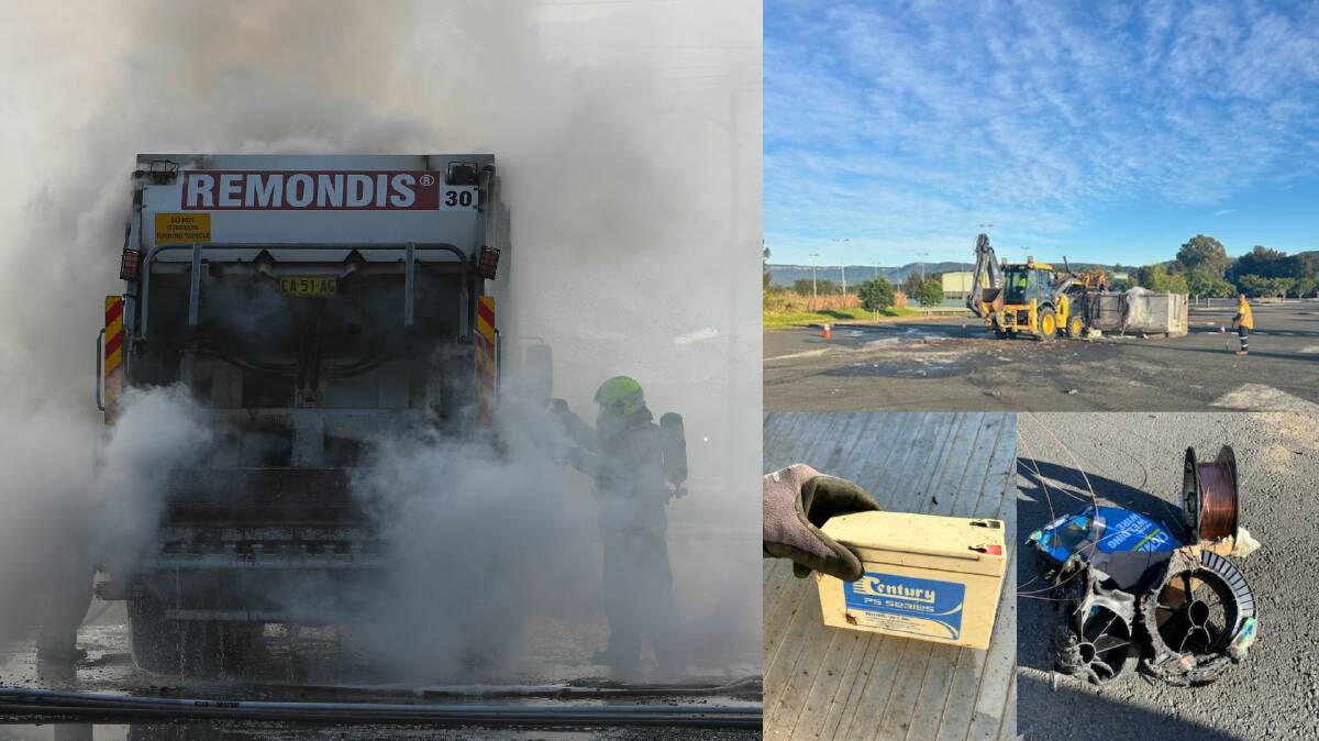 Left: A Garbage truck fire at North Dalton Park in 2017. Right: Aftermath of the fire at Fred Finch Park. Picture on left by Adam McLean, pictures on right supplied 