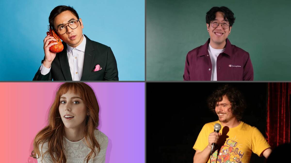 Clockwise from top left: Michael Hing, Harry Jun, Liam McCann, Ally Morgan, who all have shows at the Wollongong Comedy Festival. Pictures supplied