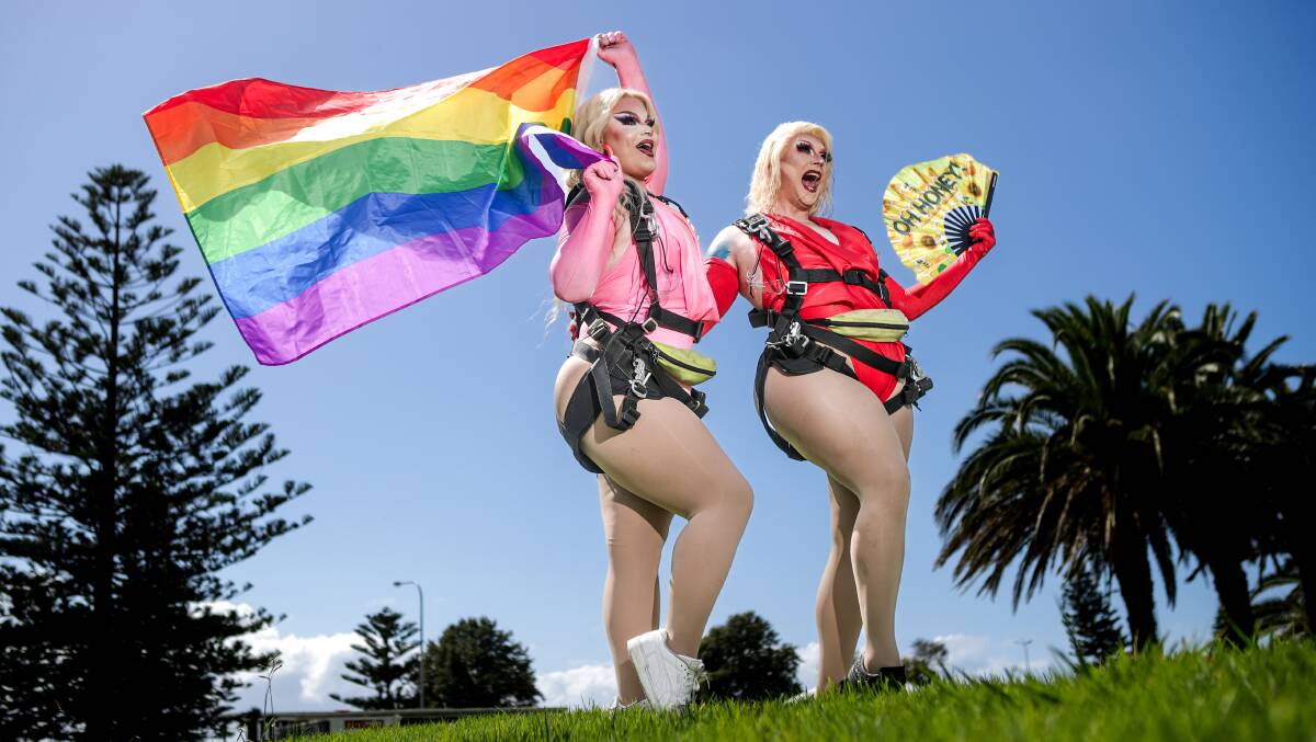 Ellawarra and Roxee Horror fly the rainbow flag ahead of this weekend's Mardi Gras Parade. 