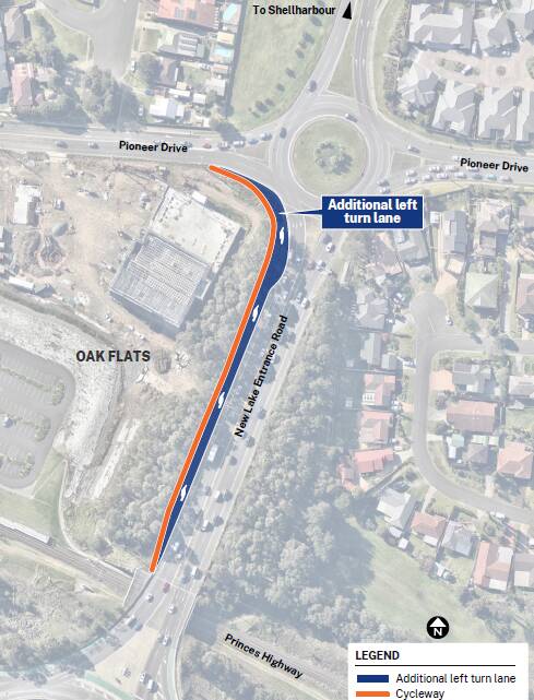 The plans for the new turning lane at the New Entrance Road intersection to reduce traffic congestion.