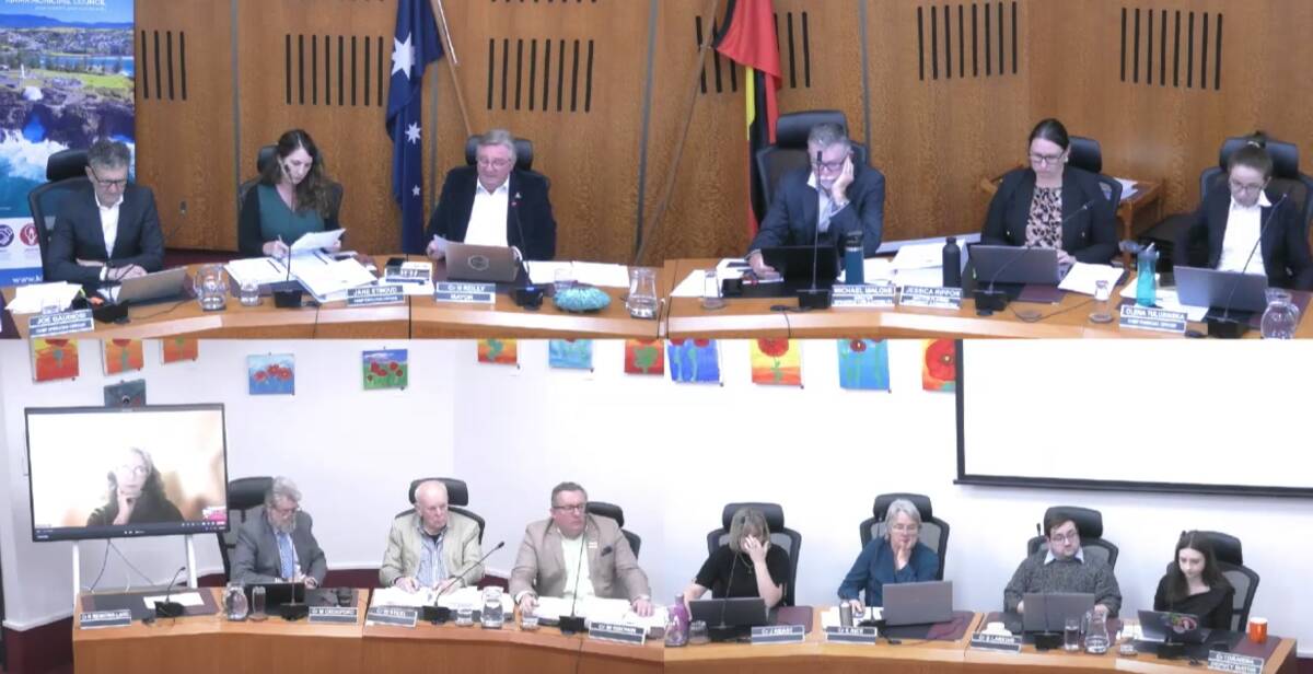 An image from Tuesday night's Kiama council meeting where the business paper listed an investigation of an unnamed councillor over an alleged breach of the code of conduct.