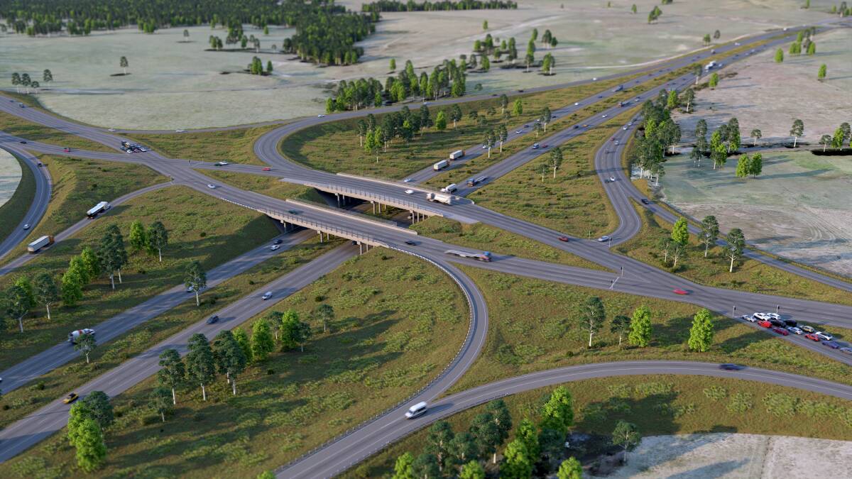 The divergent diamond interchange planned for Picton Road would see vehicles travelling on the "wrong" side of the road. Picture by Transport for NSW