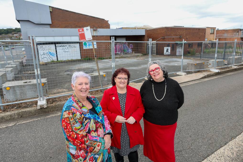 Labor councillor and Lord Mayoral candidate Tania Brown (centre) with councillors Linda Campbell, Tania Brown and Ann Martin at the site of the coming Warrawong Community Centre. Picture by Adam McLean