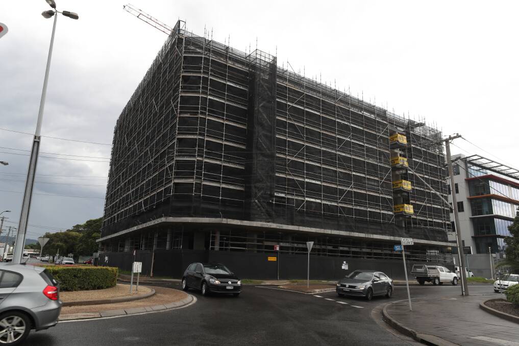 This apartment complex under construction in Keira Street has just been hit with its second stop work order in a month. Picture by Robert Peet