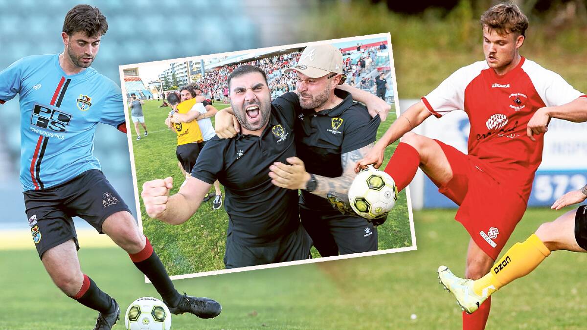 Excited about the 2024 Premier League season are (from left) Shellharbour player Luke Debrot, Coniston coach Franc Pierro and Corrimal player Keegan Matias. Pictures by Adam McLean and Anna Warr