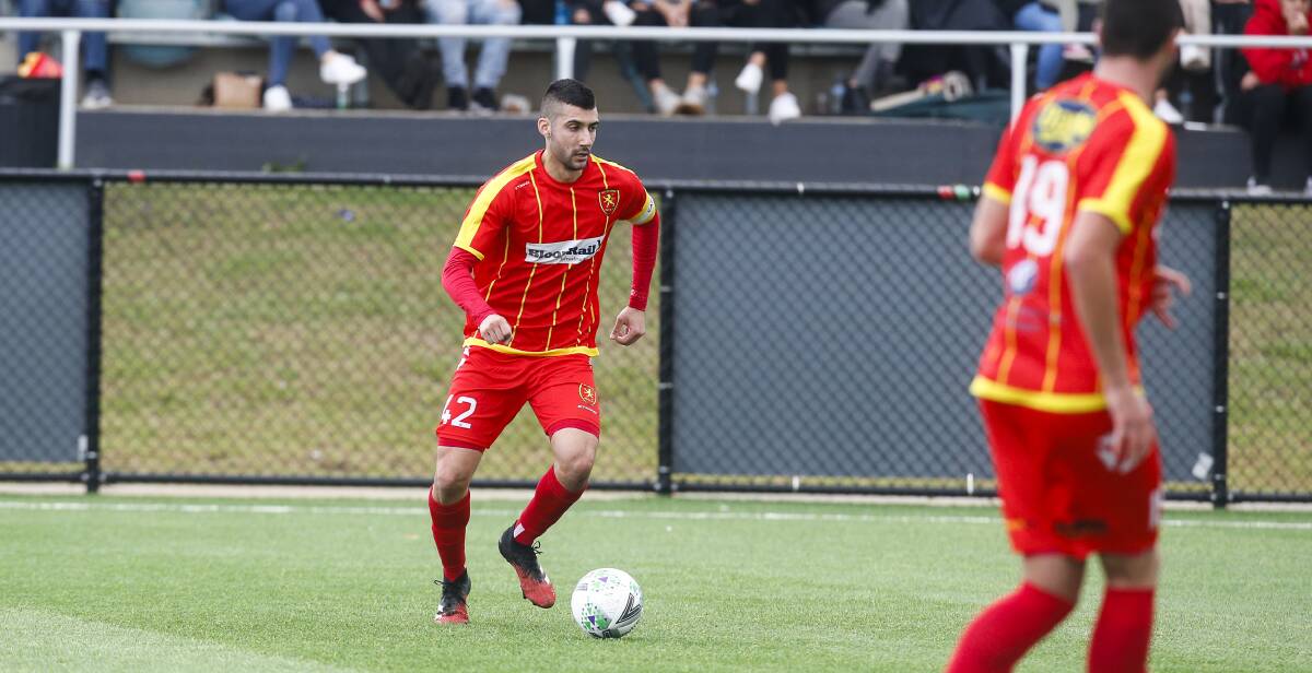 Wollongong United captain Danny Lazarevski, pictured here in action during the 2020 IPL grand final, has inked a new deal with the club. Picture by Anna Warr