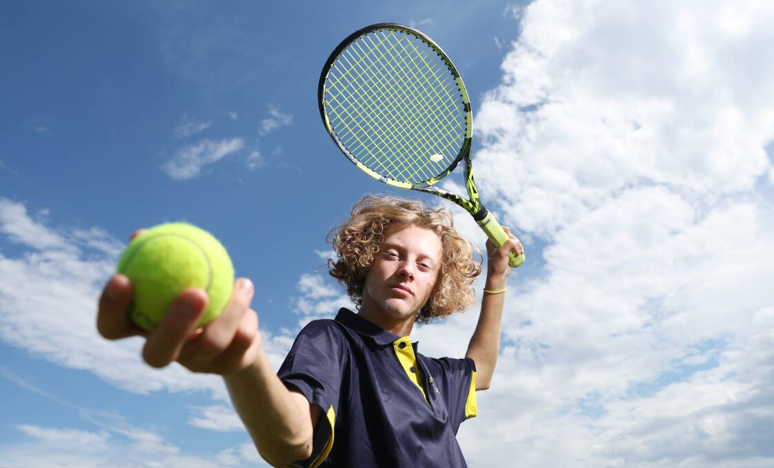 Fairy Meadow's rising tennis star Tully McCarthy has gained a scholarship with the Illawarra Academy of Sport's BlueScopeWIN Future Stars program. Picture by Sylvia Liber