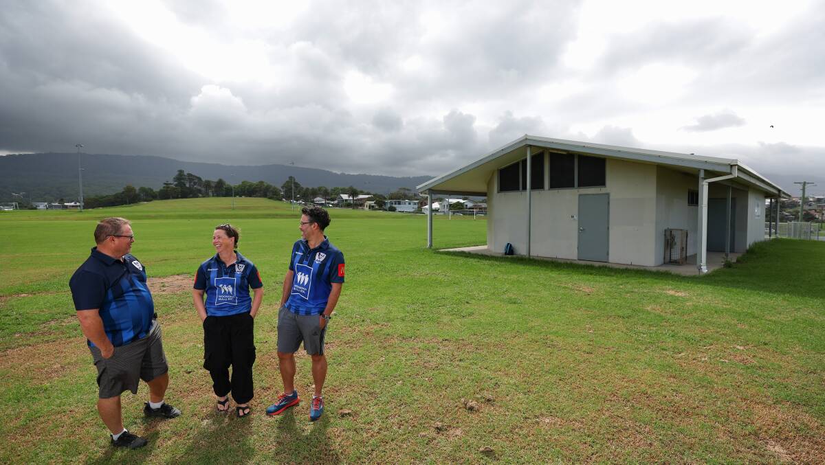 Bulli Junior Football Club president Francis Hinds, vice-president Sarah Wilson and committee member Brett Cleaves discuss plans for upgrades at Bulli Park. Picture by Adam McLean