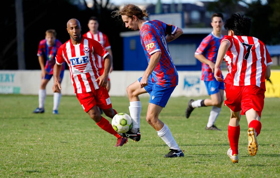 Gerringong captain Zac Hawker looks to control possession during last year's preliminary final against Fernhill. Picture by Anna Warr
