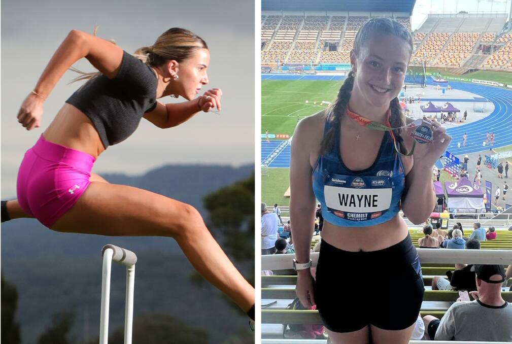 Albion Park hurdler Delta Amidzovski (left) and Balgownie discus thrower Chelsy Wayne will represent Australia at the Commonwealth Youth Games. Pictures by Sylvia Liber and Margaret Wayne
