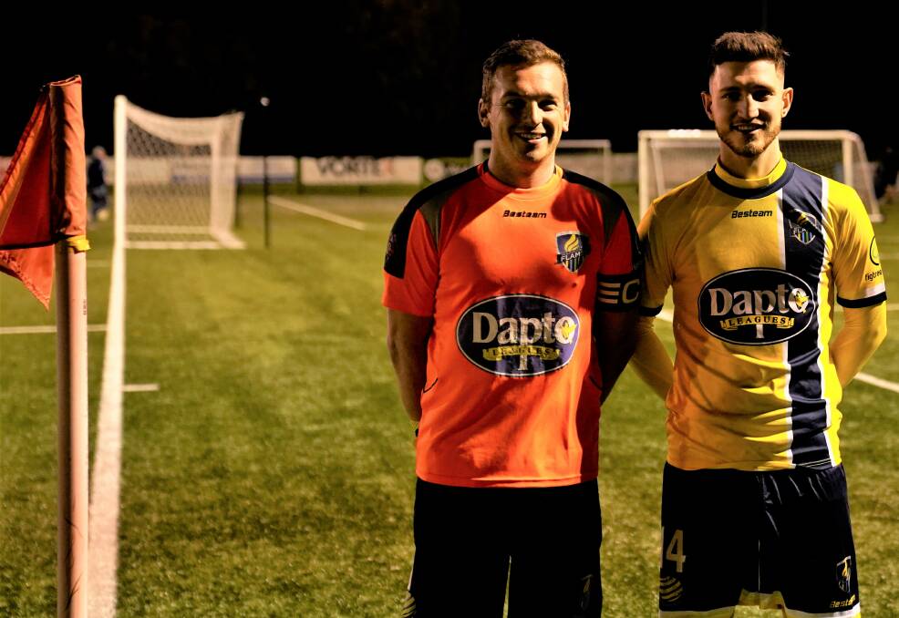 HAPPY DUO: Matt White (left) and Matt Mazevski have both been at South Coast Flame since the club's inception in 2017. Picture: Ben Caban