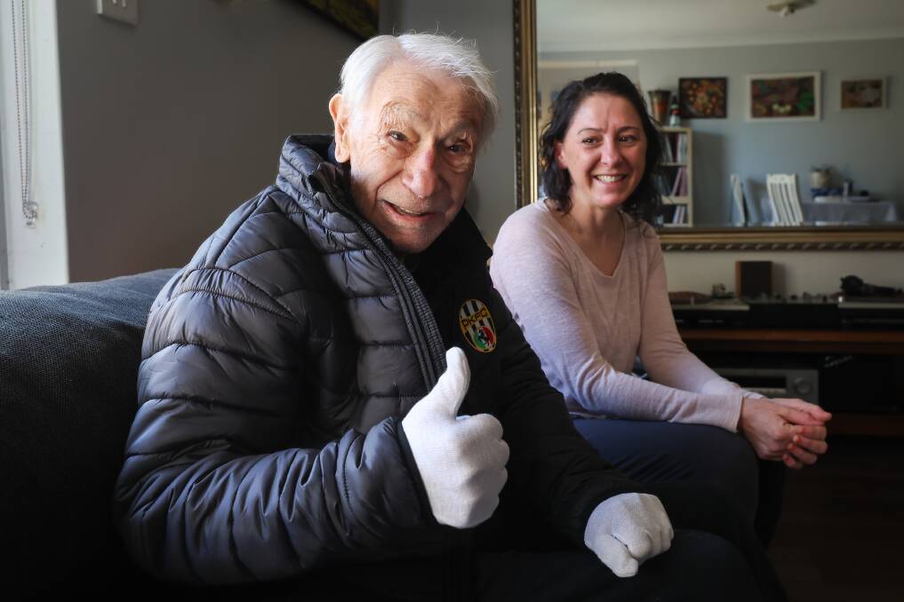 Sergio Napoleoni, pictured with his granddaughter Michelle, is back where his heart belongs. Picture by Adam Mclean