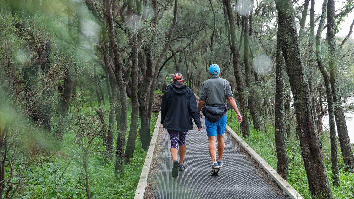 Walkers among the trees at Puckeys Reserve. Picture by Wesley Lonergan.