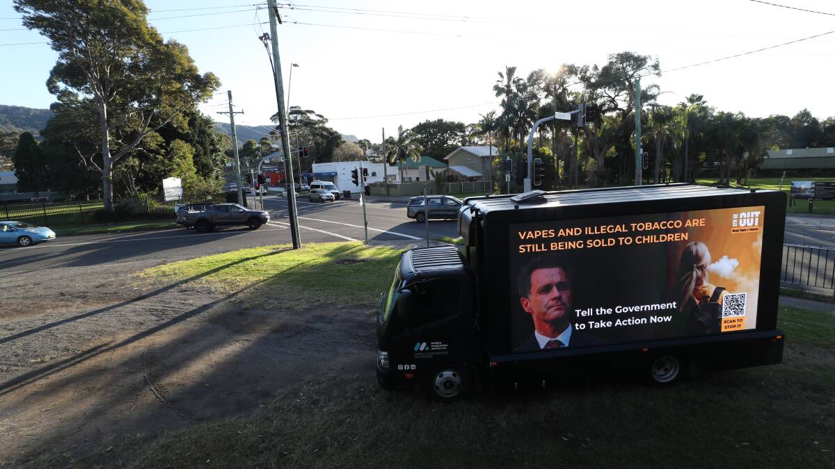 The Strike Out campaign truck was parked in Bulli on June 27. Picture by Robert Peet