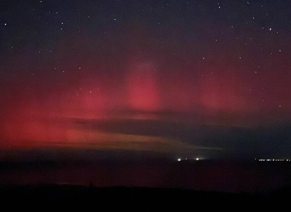 The Aurora Australis captured at Gerroa Headland on Friday June 28. Picture by David Bradley 