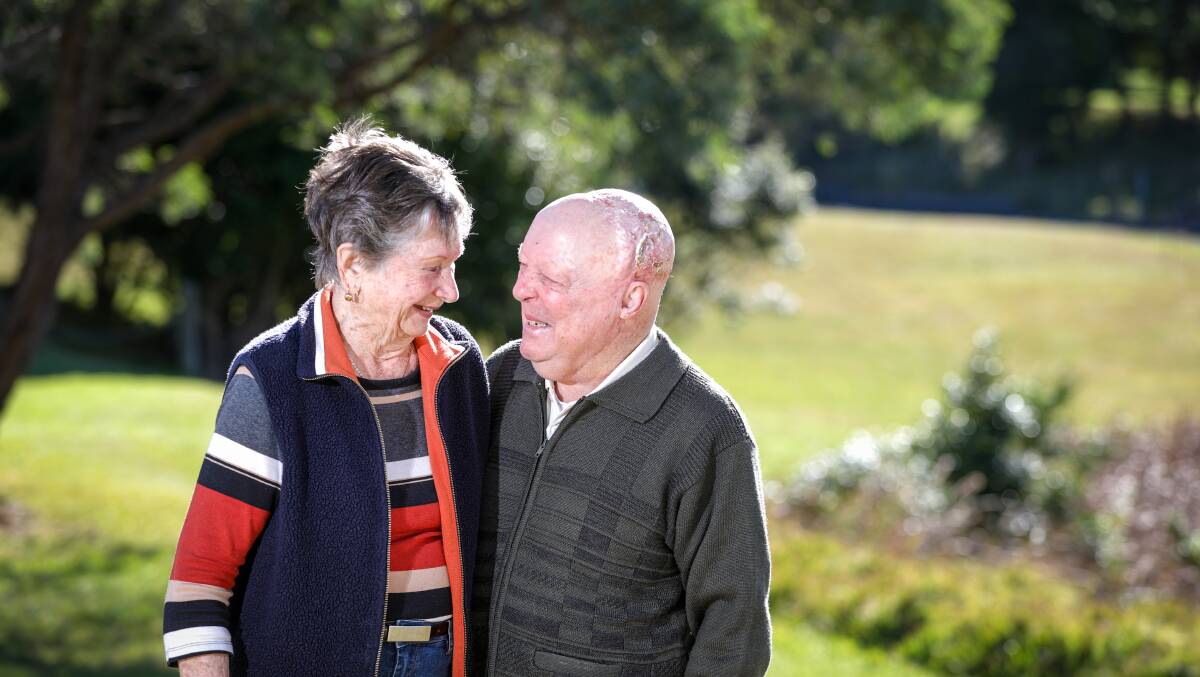 Tarrawanna great-grandfather Robin Hatfield, with his wife Pamela, has been documenting his journey with a rare cancer - angiosarcoma - in an effort to boost the chance of a cure. Picture by Adam McLean.
