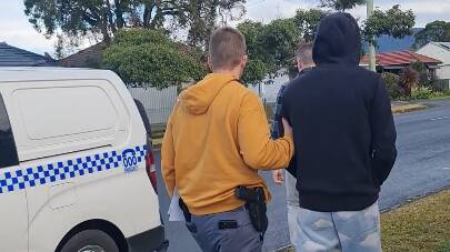 A still from the NSW Police vision of the man's arrest at Dapto. Picture supplied