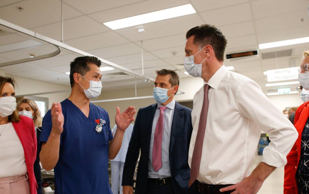 Dr Astin Lee explained the importance of investing in cardiac services at Wollongong Hospital to Premier Chris Minns and Health Minister Ryan Park during their visit last month. Picture by Anna Warr.
