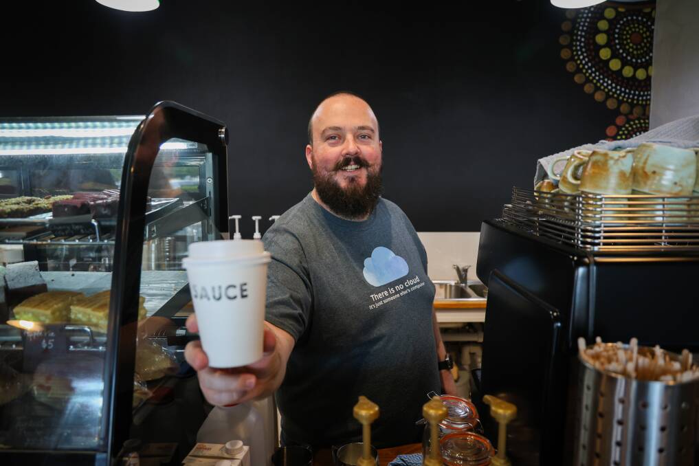 Peter is your friendly barista you'll meet at Sauce, which is currently open for breakfast and lunch, with dinner trade to come later in the year. Picture by Wesley Longergan.