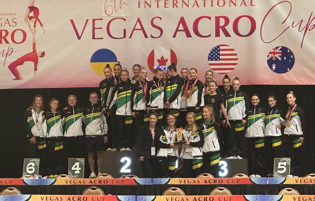 In April, Acromazing athletes took home a slew of medals from the Vegas International Acro Cup. Picture supplied.