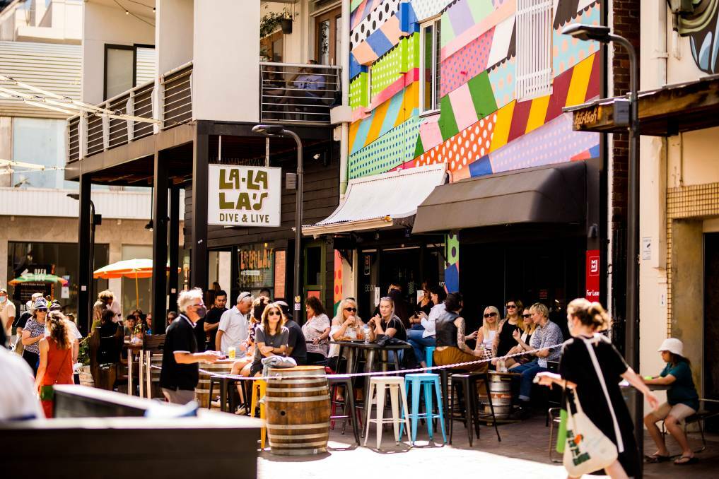 Globe Lane businesses have loved outdoor dining. Picture supplied by Wollongong City Council