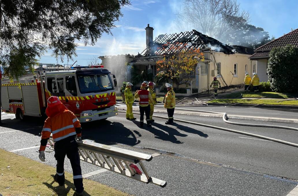 A home was gutted by fire on Terry Street at Albion Park on Saturday. Picture by Nadine Morton.
