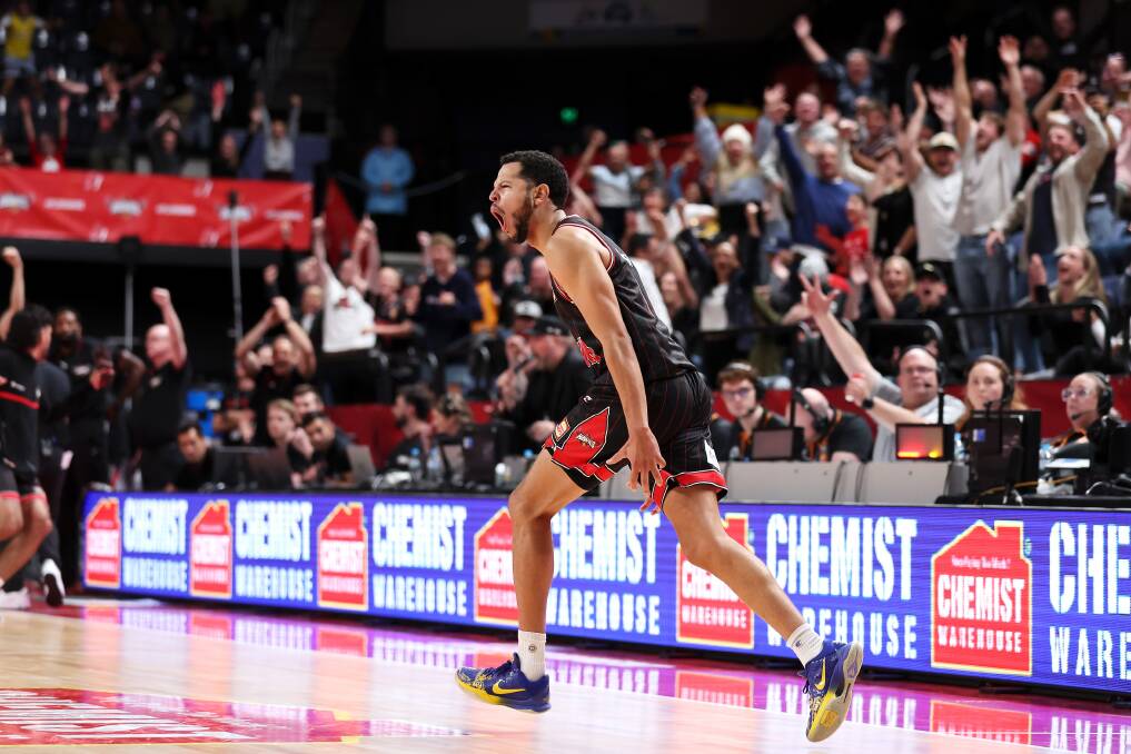 Tyler Harvey celebrates his game-winner on Thursday night. Picture Getty Images