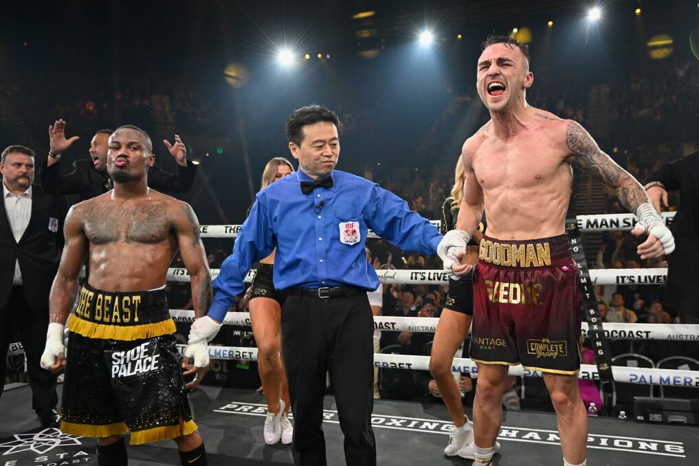 Goodman earns a decision victory over American Ra'eese Aleem on Sunday. Picture by Matt Roberts/No Limit Boxing