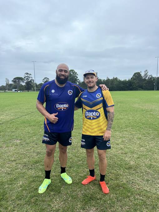 Canaries recruit Sam Kasiano with coach Blake Wallace. Picture supplied