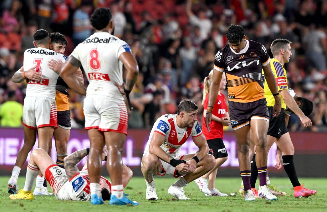 A dejected Zac Lomax following his side's loss to Brisbane on Saturday. Picture Getty Images