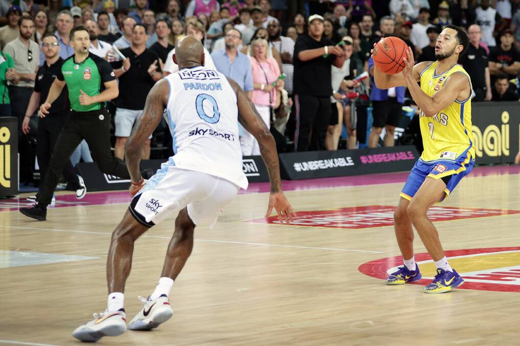 Tyler Harvey lets fly his buzzer-beating game-winners against New Zealand last season. Picture Getty Images 