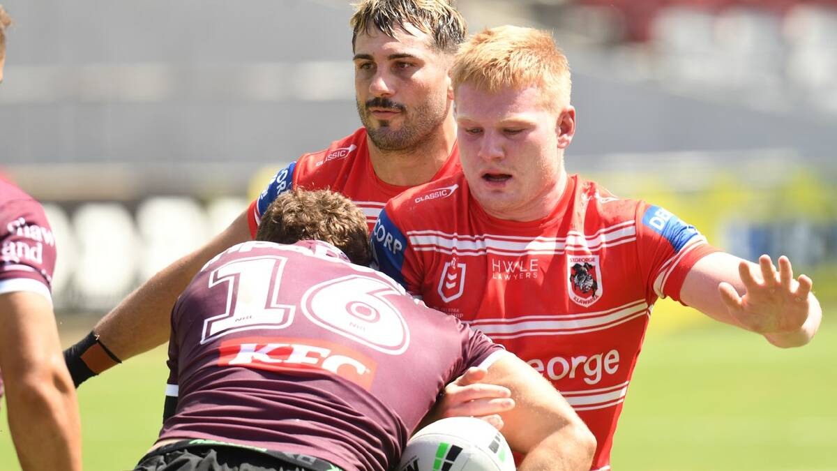Dylan Egan in action during the Dragons pre-season scrimmage with Manly. Picture Morgan Taylor
