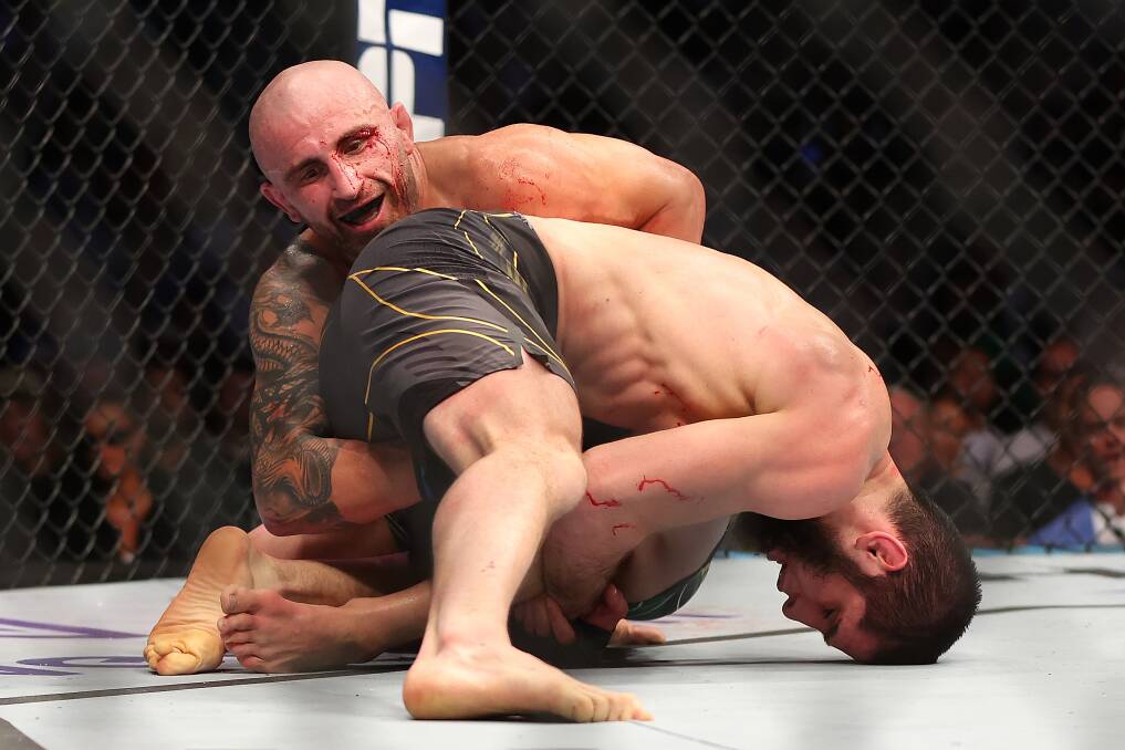 Alex Volkanovski was able to withstand Makhachev's famed wrestling in their first bout. Picture Getty Images